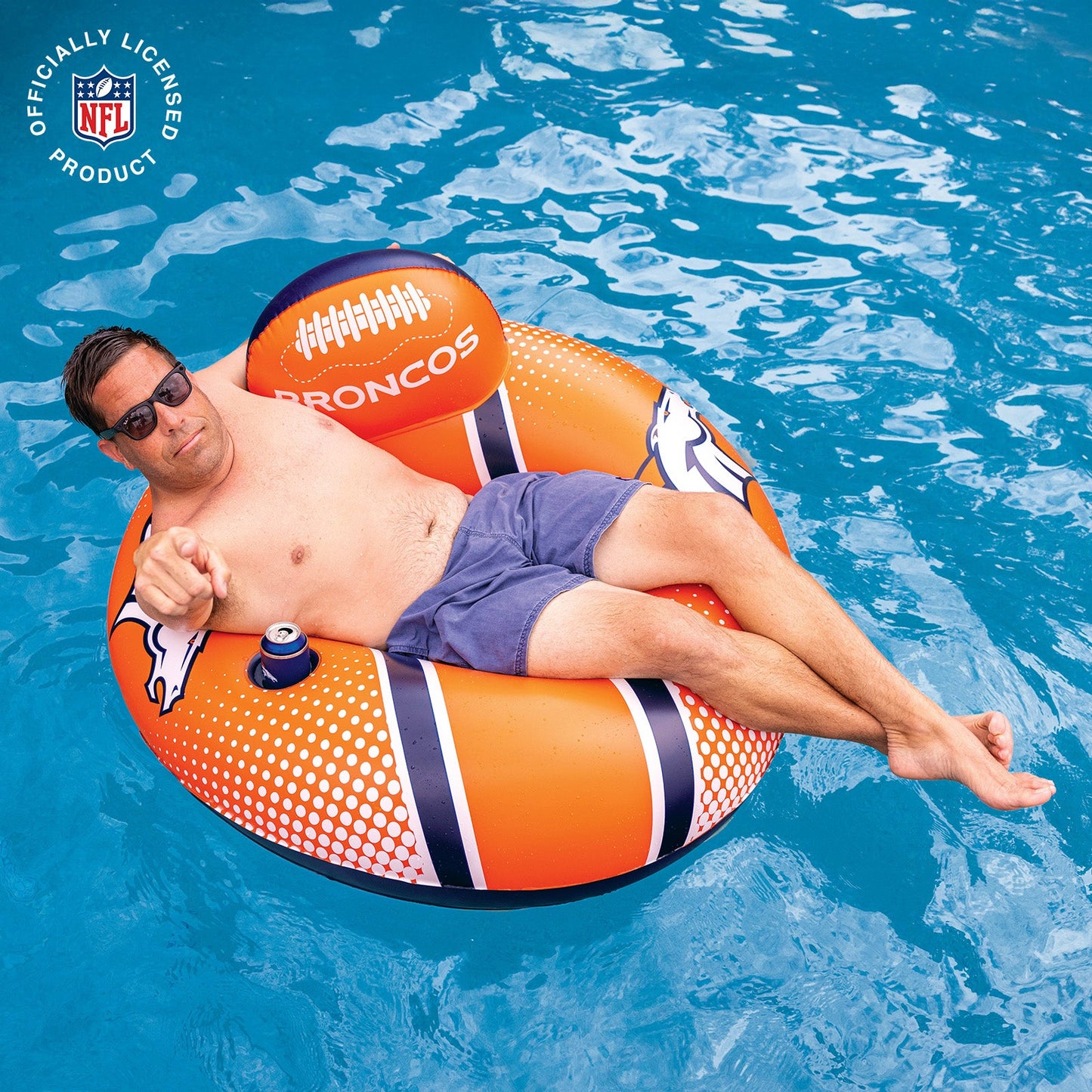 BigMouth Inc Denver Broncos 42 in Pool Float with cupholder and backrest